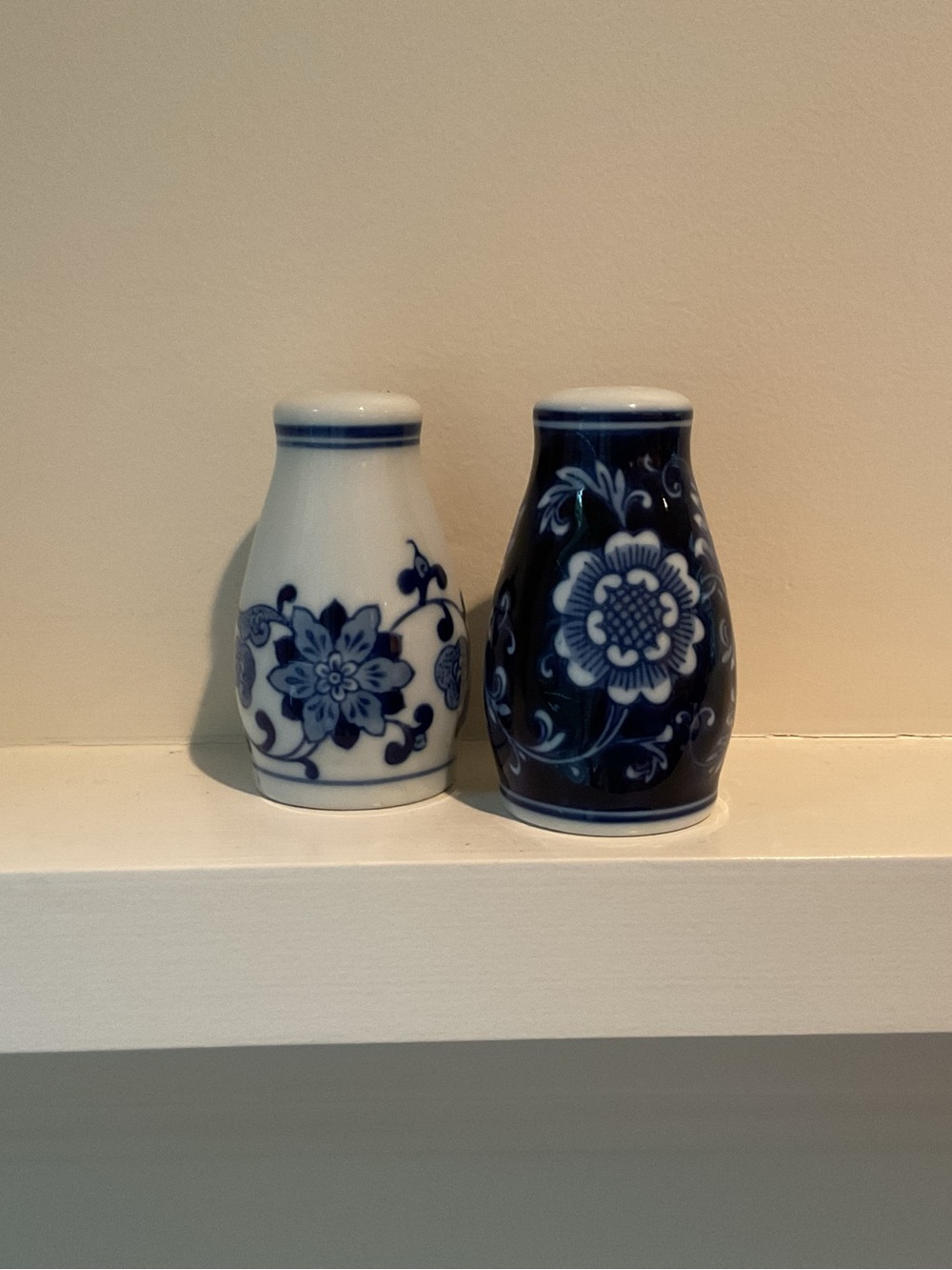 Pier 1 Blue and White Floral Ceramic Salt & Pepper Shakers